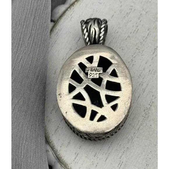 Barse Sterling Silver 925 Onyx Pendant 41.73G / 1.8in